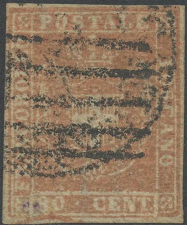 1860, 80c. N.22 carmicino, usato. (A-) (E. Diena) (Cat.2.250)