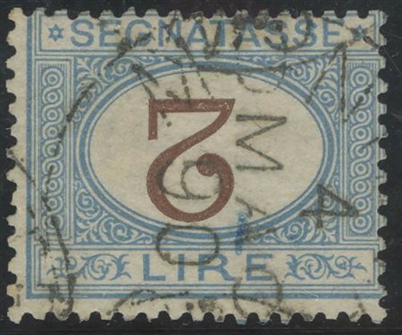 1870, 2L. Azzurro e Bruno con cifra capovolta N.12b, usato.(A) (Cat.4000)