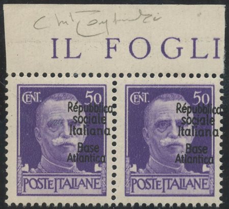 1940, Base Atlantica N.29 con soprastampa fortemente spostata a destra . (Raybaudi)