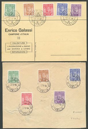 1944, Serie completa su supporto.I° e II° tiratura N.1/5 e 1a/5a. (Cert. Oliva per i Prima Tiratura)