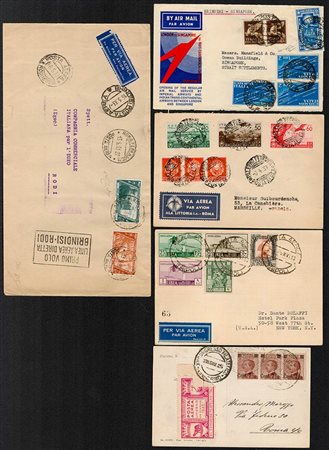 Interessante selezione di Storia Postale. Notati diversi primi voli tra cui il Brindisi-Bangokok-Singapore del 11.12.33, il Brindisi-Rodi del 16.5.33. e il Palermo-Napoli--Roma-Marsiglia del 6.4.37.