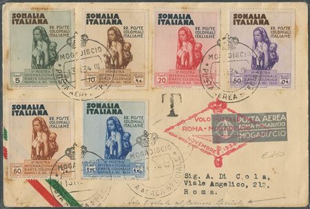 13.11.1934, Volo Roma-Mogadiscio affrancato tramite la serie di Somalia N.193/198.