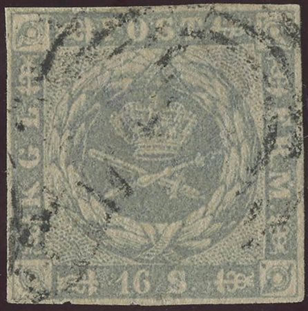 1854, 16s. Grigio Violetto N.6, usato. (A)