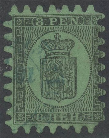 1866, 8p. Nero su Verde, usato.