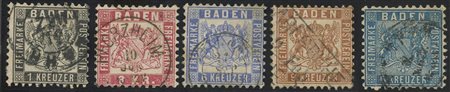 1862, Baden. N.14, 16,17,18,19a. (A)