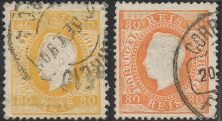 1870, 80r. N.43A e 43B, usati.