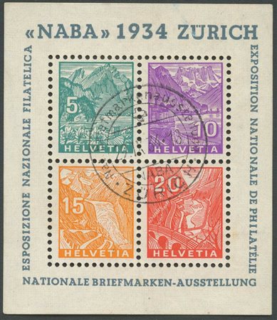 1934, Esposizione Nazionale Filatelica BF.1 con timbro 1°Giorno, usato. Cert. Raybaudi.