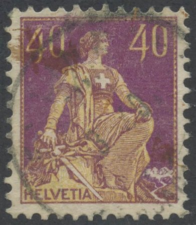 1908, 40c. Viola e Giallo Ocra N.123A