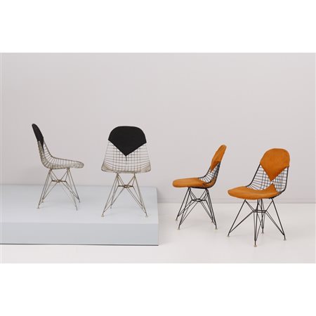 CHARLES E RAY EAMES, Due coppie di sedie mod. Wire Chair DKR