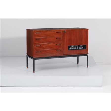 PRODUZIONE ITALIANA 1960 ca., Sideboard in legno e metallo