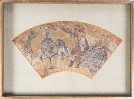  ARTE GIAPPONESE - Ventaglio con decorazione figurativa
Giappone o Corea, XVIII-XIX secolo.