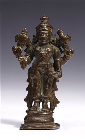  Arte Indiana - Bronzo raffigurante Vishnu
India, XVII-XVIII secolo.