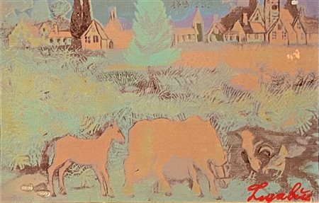 LIGABUE ANTONIO Zurigo (Svizzera) 1899 Paesaggio con cavalli 1975 Edizione su...