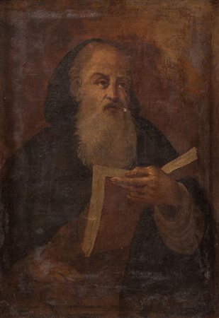 Maestro del XVIII secolo. "Frate con libro". Olio su tela. Cm 76x53,5....