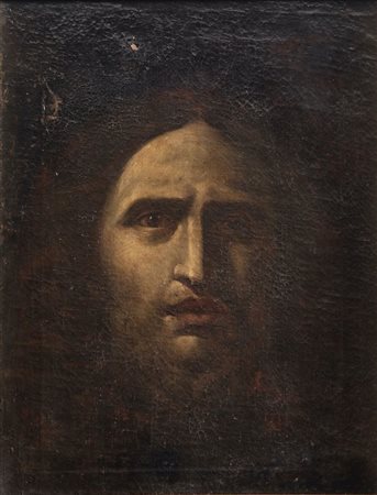 Maestro del XVIII secolo. "Testa di Cristo". Olio su tela. Cm 45x35.