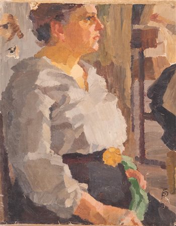 PAOLA SERRA ZANETTI (Budrio 1886 - 1963) "Ritratto femminile". Olio su tela....