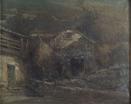 GIUSEPPE SOLENGHI (Milano 1879 - Cernobbio 1944) "Paesaggio con case", 1919....