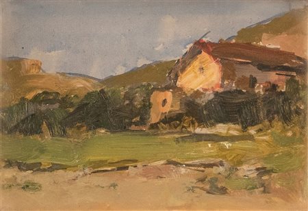 GUGLIELMO PIZZIRANI (Bologna, 1886 - 1971) "Paesaggio campestre". Olio su...