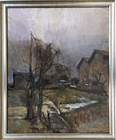 ARNALDO GENTILI (Bologna 1890 - 1988) "Paesaggio". Tecnica mista su cartone....