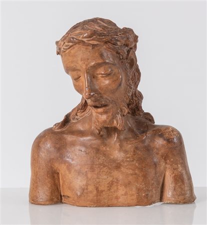 Busto di Cristo in terracotta. Emilia, seconda metà del XVIII secolo. Cm...