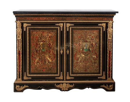 Credenza Napoleone III con intarsi in ottone e similtartaruga, applicazioni...