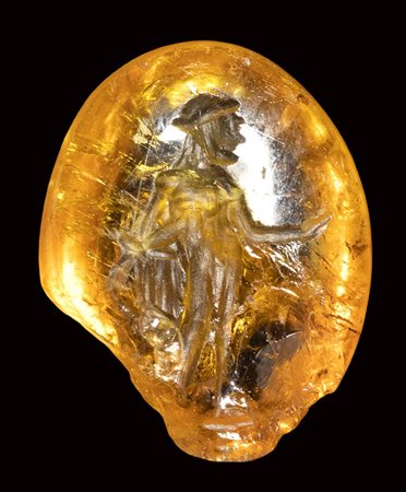 A rare roman citrine intaglio. Apollo.<br><br>2nd century A.D. 