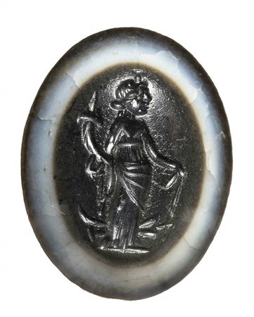 A roman agate intaglio. Fortuna-Tyche. 2nd - 3rd century A.D.