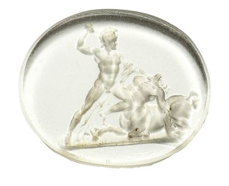 A transparent glass impression. Theseus and the Centaur after Canova, by Pichler. 19th century.