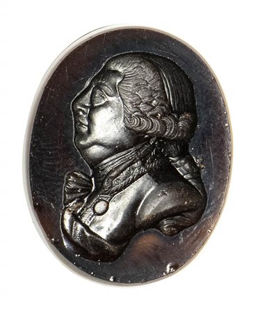 A two layer glass impression. Portrait of king George III.<br><br>19th century. 