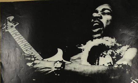 JIMI HENDRIX manifesto, 46x76 cm L'opera presenta una piegatura all'angolo...