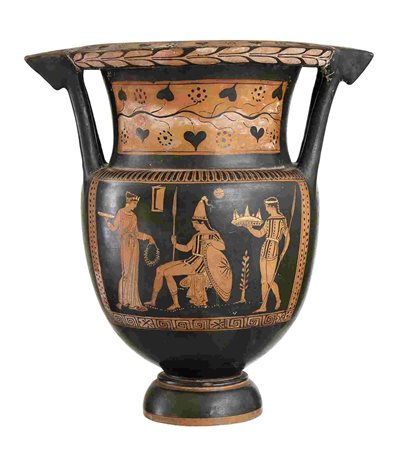 APULIAN RED-FIGURE COLUMN-KRATER Attributable to the Rodin Painter, ca. 380 -...