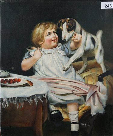 ANONIMO, "Bambina con cane"