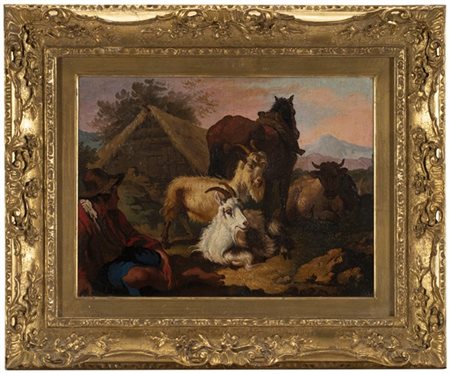 Francesco Londonio (attr.)

Pastore con armenti e cavallo
Olio su tela, cm 29,5x