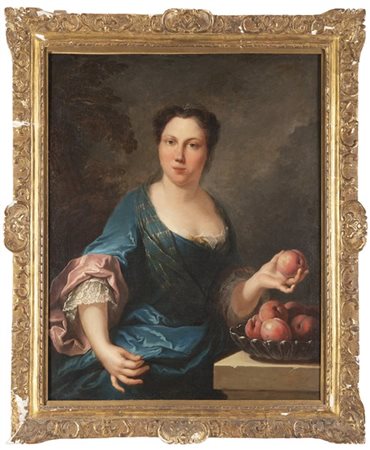 Scuola francese del secolo XVIII 

Donna con pesche
Olio su tela, cm 91x74
Iscr