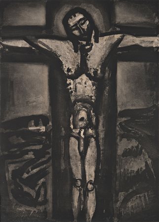 Georges Rouault , Parigi 1871 , 1958 "Sous un Jésus en croix oublié là"...