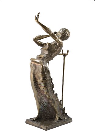 Salvador Dalì , Figueres 1904 , 1989 "Femme en flamme" 1980 bronzo dorato, cm...