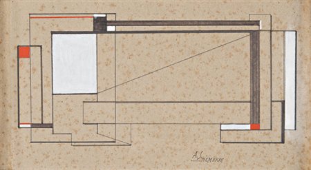 Atanasio Soldati , Parma 1896 , 1953 "Senza titolo" 1932 matita e tempera su...