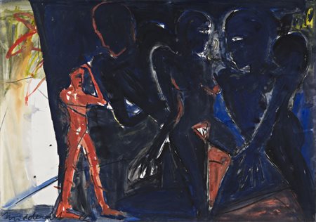 Helmut Middendorf , Dinklage 1953 , "Senza titolo" 1982 gouache su carta, cm...