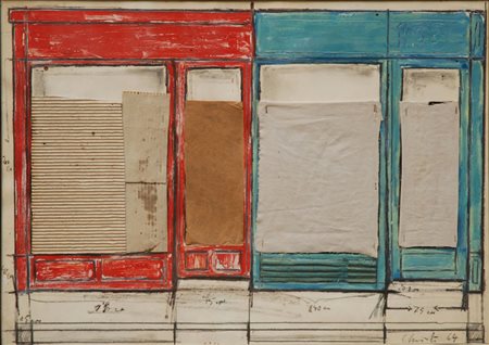 Christo , Gabrovo, Bulgaria 1935 , "Storefront (project)" 1964 olio, tecnica...