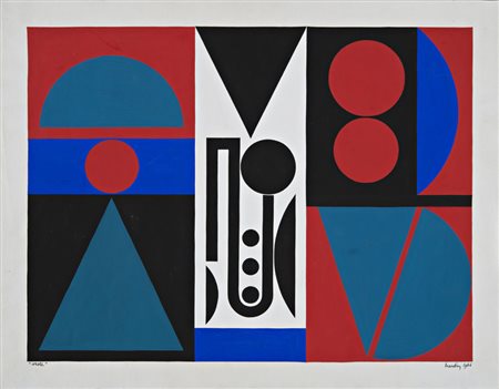 Auguste Herbin , Quiévy 1882 , Parigi 1960 "Veste" 1946 gouache su carta, cm...