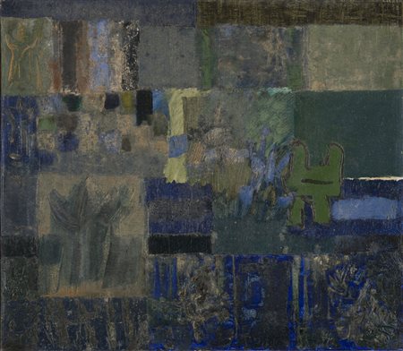 Riccardo Licata , Torino 1929 , "Pittura E.V.58" 1958 olio su tela, cm 70x80...