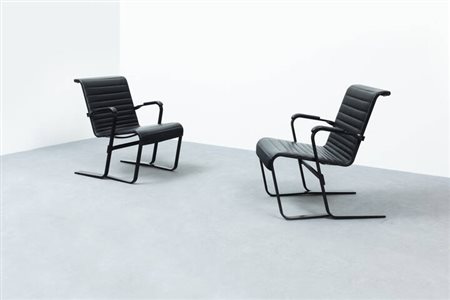 MARCEL BREUER<BR>Coppia di poltrone mod. Longe chair