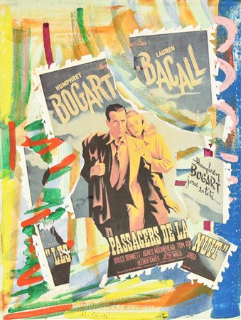 Marcello Campi BOGART collage su tela, cm 40x30 firma sul retro: firma