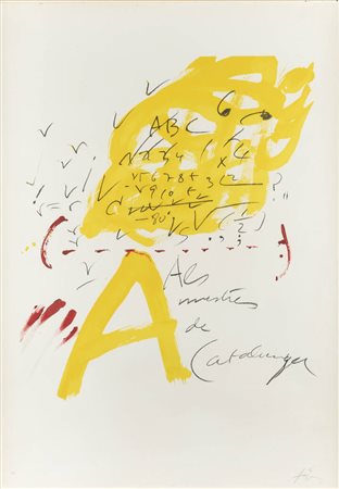 ANTONI TAPIES<BR>Barcellona (Spagna) 1923 - 2012<BR>"Composizione con lettere e numeri"