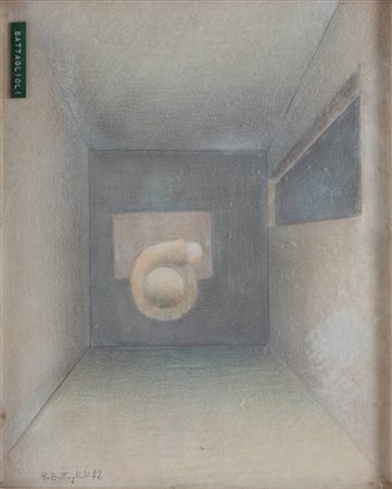 Romano Battaglioli (Lugnano Val d’Arda 1937), “Il porno della solitudine”, 1972.Pastello a