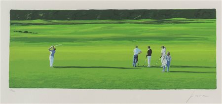 Daniele Fissore (Savigliano 1947), “Panorama campo da golf”.Serigrafia a colori su carta,