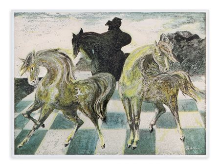ALIGI SASSU (1912-2000) - Due cavalli verdi