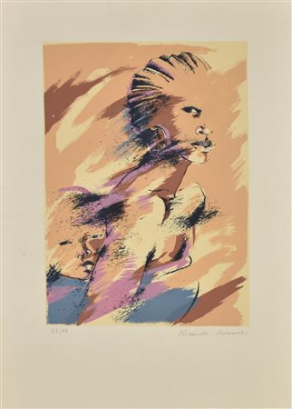 Ignoto FIGURA FEMMINILE serigrafia su carta, cm 69x49,5; es. 75/99 firma non...