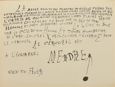 LA BELLE COMTESSE stampa su carta, cm 50x66 poesia di Joan Miro', 1936...