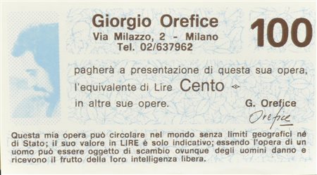 Giorgio Orefice LOTTO DI 6 BANCONOTE di Giorgio Orefice: - 2 del valore di...